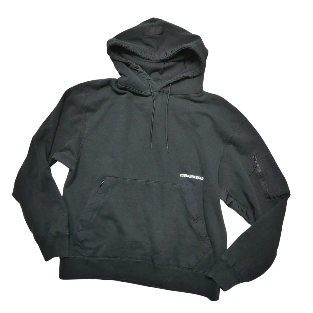 Jordan 23 Engineered Hoodie Mens Large Black Pullover Fleece Sweatshirt Pocket